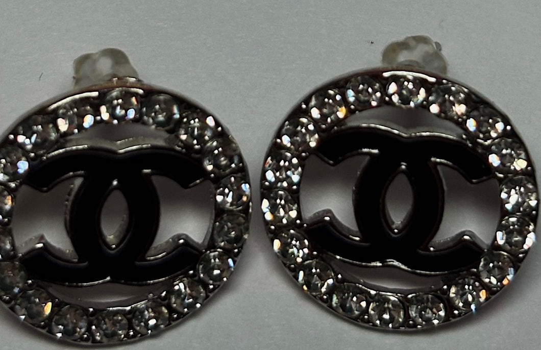 Silver Circle Chanel Earrings