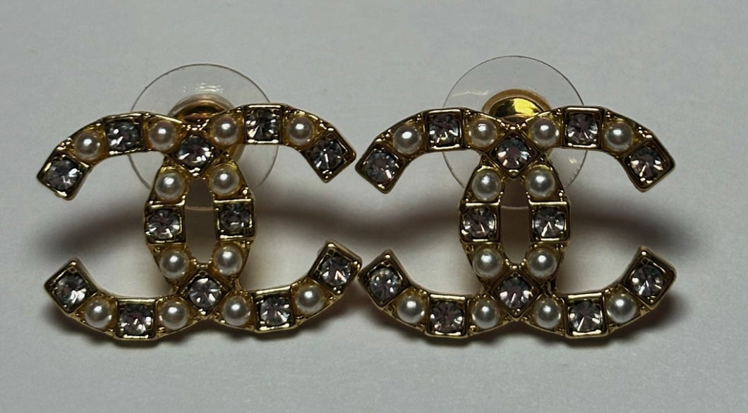 Gold Sparkling Chanel Earrings