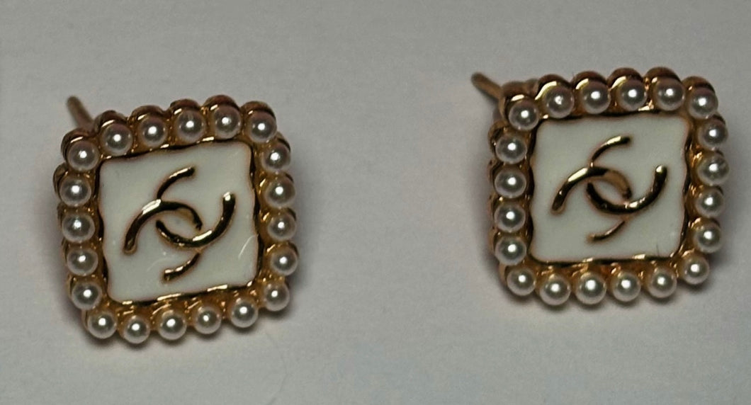 White Chanel Earrings