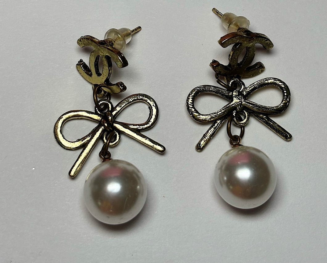 Pearl Bow Earrings